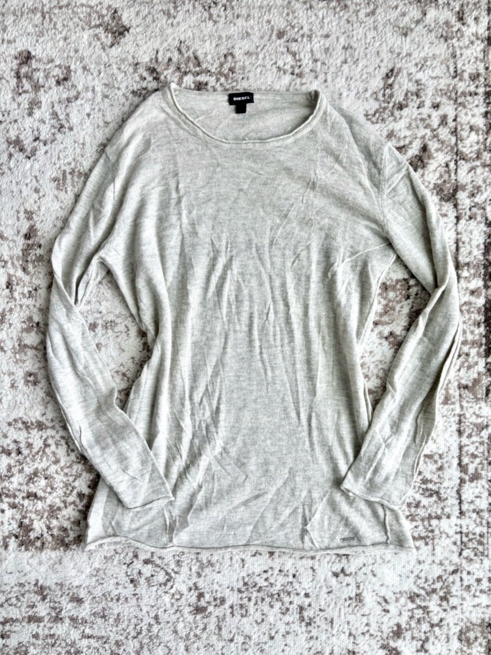 Diesel Italy Made Alpaca Wool Blend Light Heather Gray Long Sleeve Tee